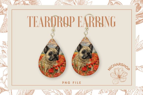 Evaluating Dog Flower Embroidery Teardrop Earring2 for Etsy Shops