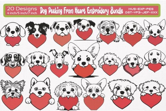 Review: Cute Dog Peeking from Heart Valentine Bundle